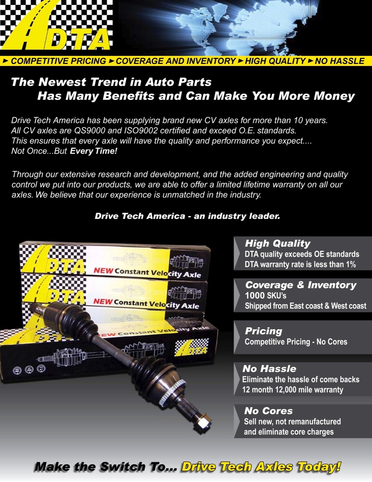 2 New Front CV Axles Fit Acura Integra GS, LS, RS and Type R, With Warranty