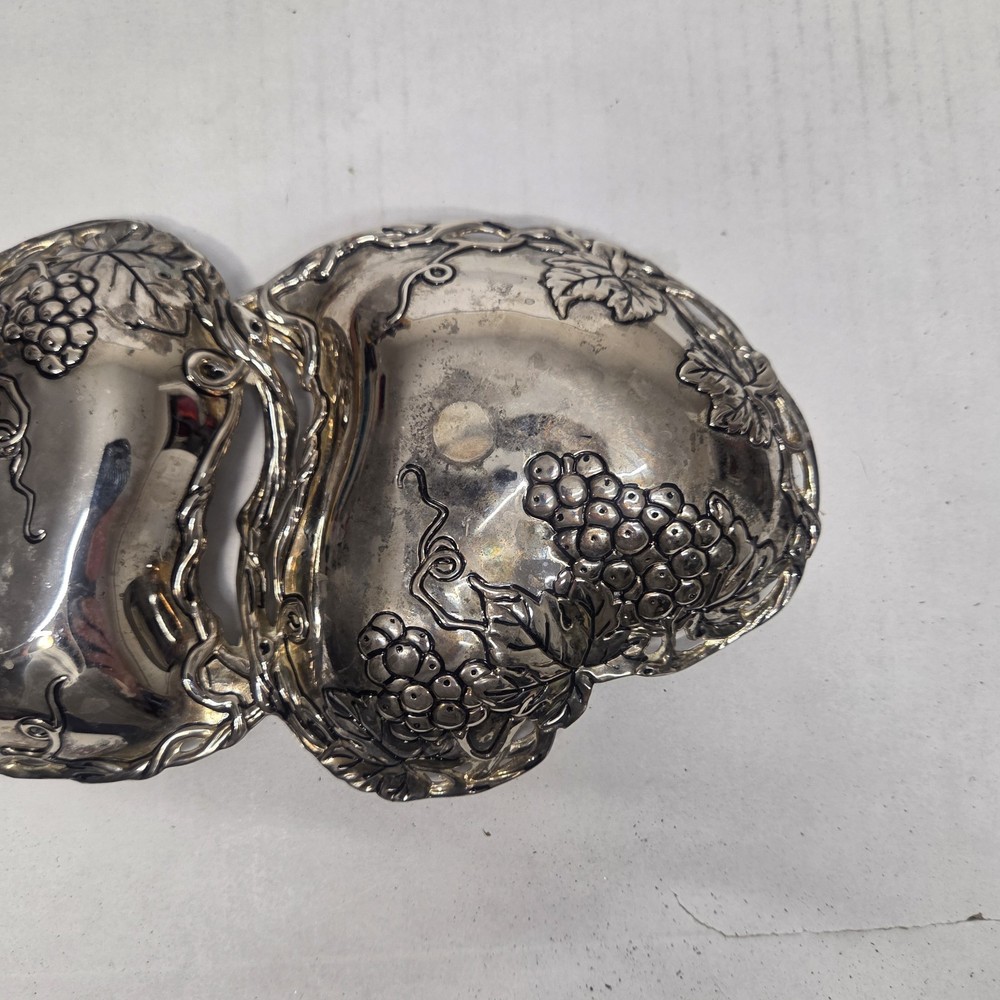 Godinger Silver Art Co Double Heart Grape Silver Plate Serving Dish Candy Nuts