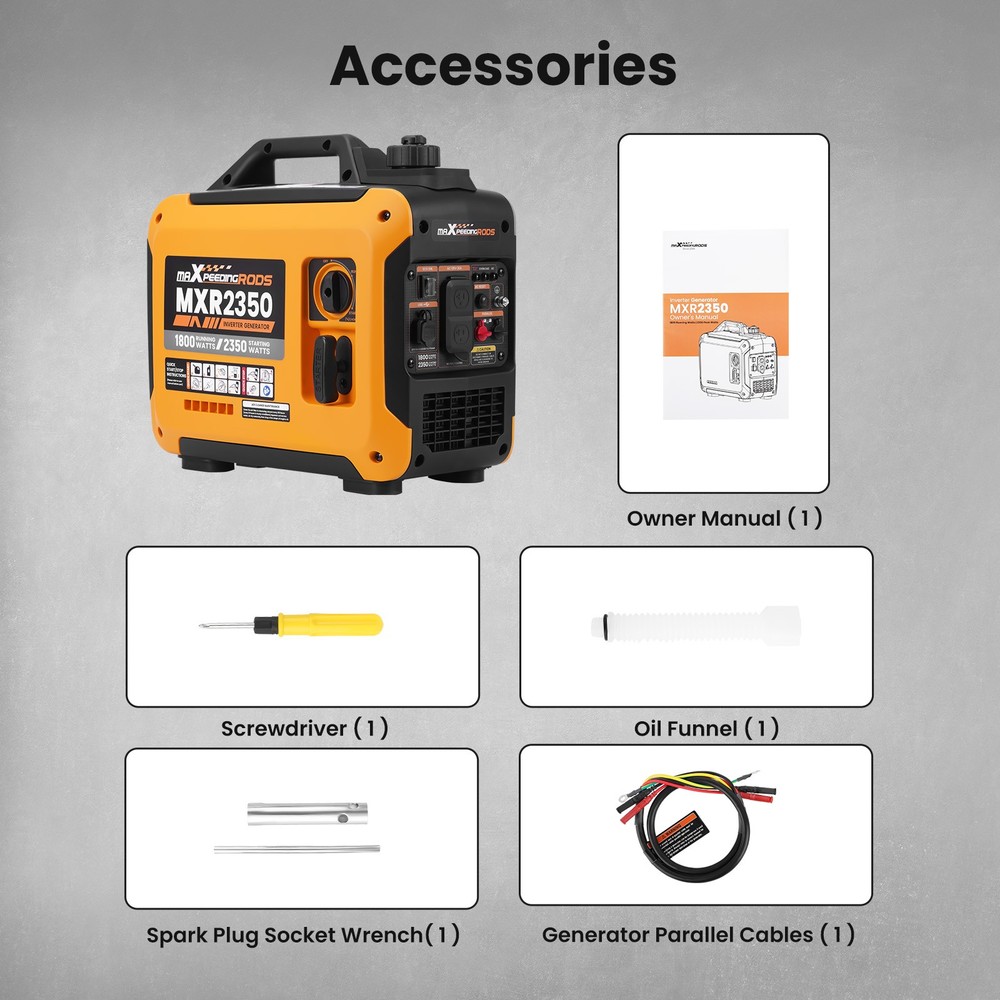Camping Essential 2350W Inverter Generator, 15A Outlets for Electronics