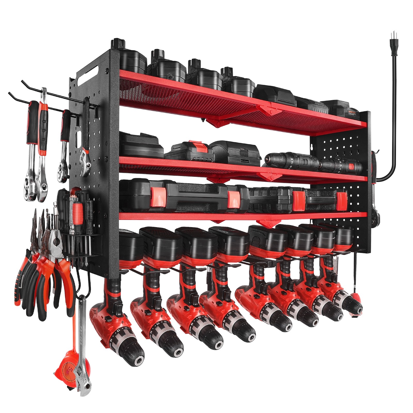 Uimoso 4-Layer Power Tool Organizer with Charging Station and Drill Storage