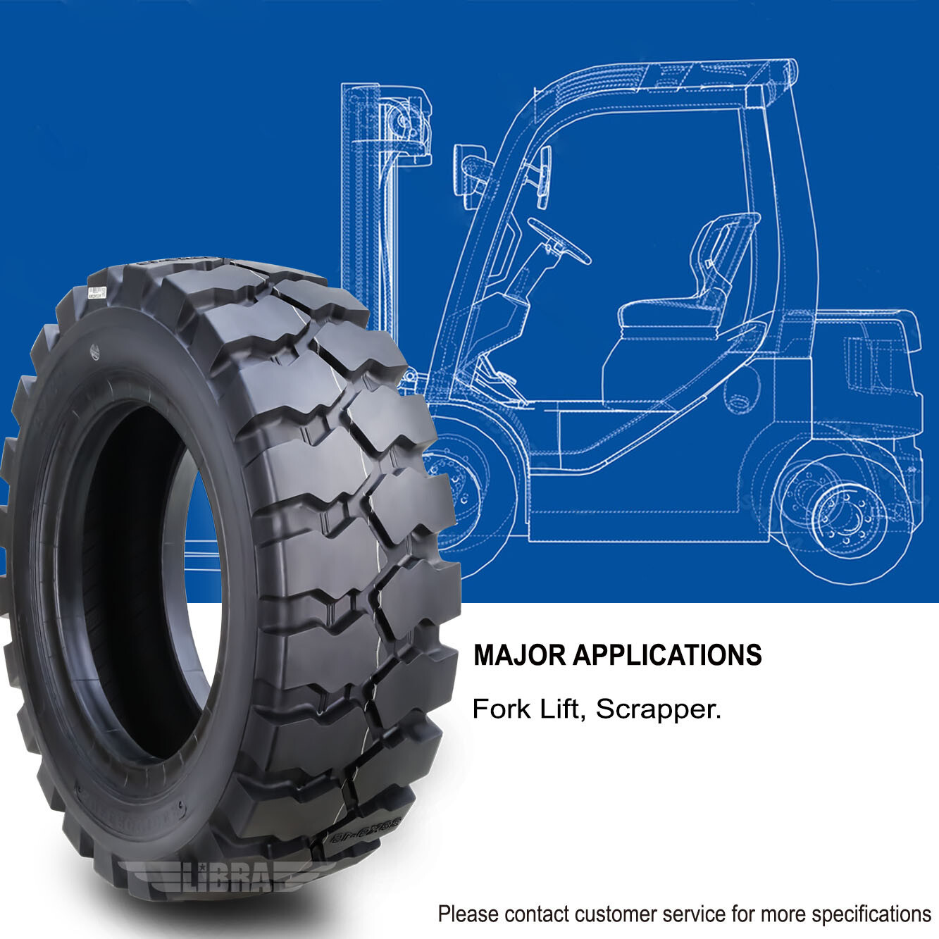 SUPERGUIDER HD 7.00-12 /14TT Forklift Tire w/Tube Flap 7.00x12, Set 2 - 12029
