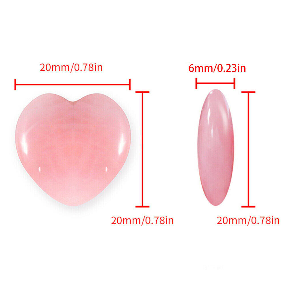 20PCS 20mm Natural Crystal Quartz Carved Heart shaped Healing Love Gemstones
