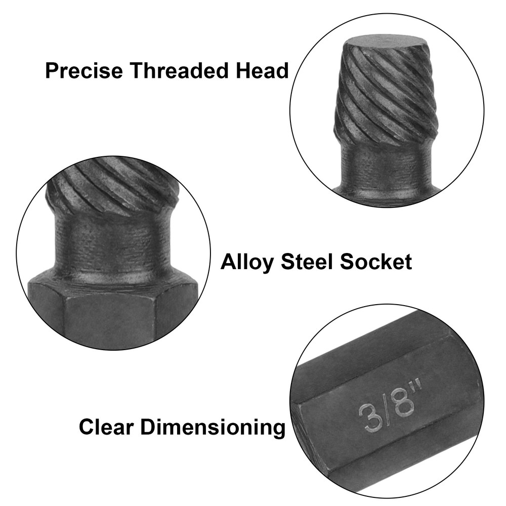 10xDamaged Screw Remover Kit Hex Head Easy Out Bolt Stud Extractor Drill Bit Set