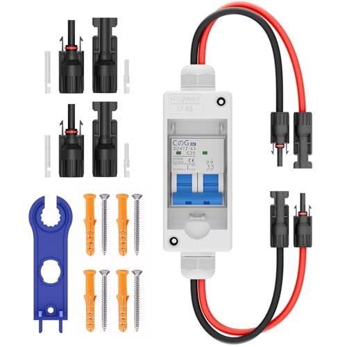 Solar Panel Disconnect Switch, 20 Amp DC 500V Breaker Box PV DC500V 20A