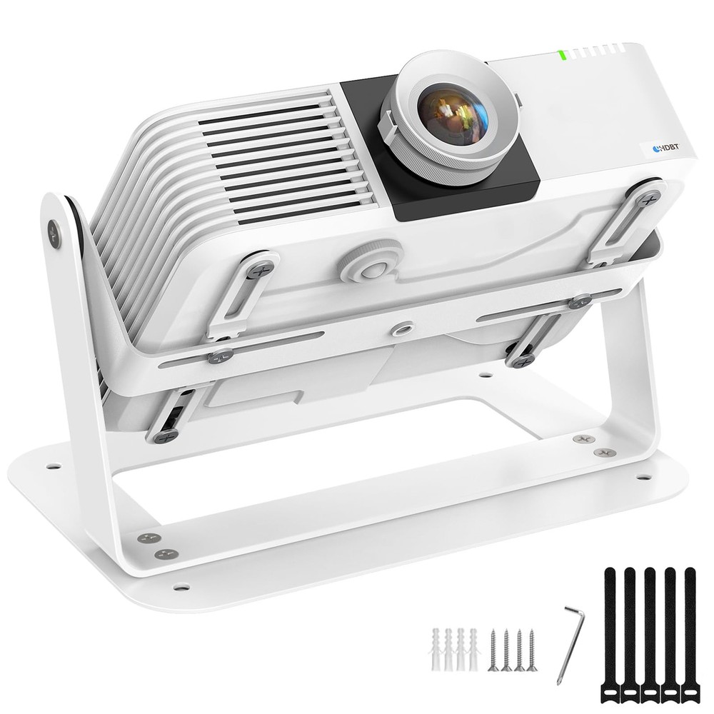 360 Degree Adjustable Desktop Projector Mount Base Plate With Cable Ties Set