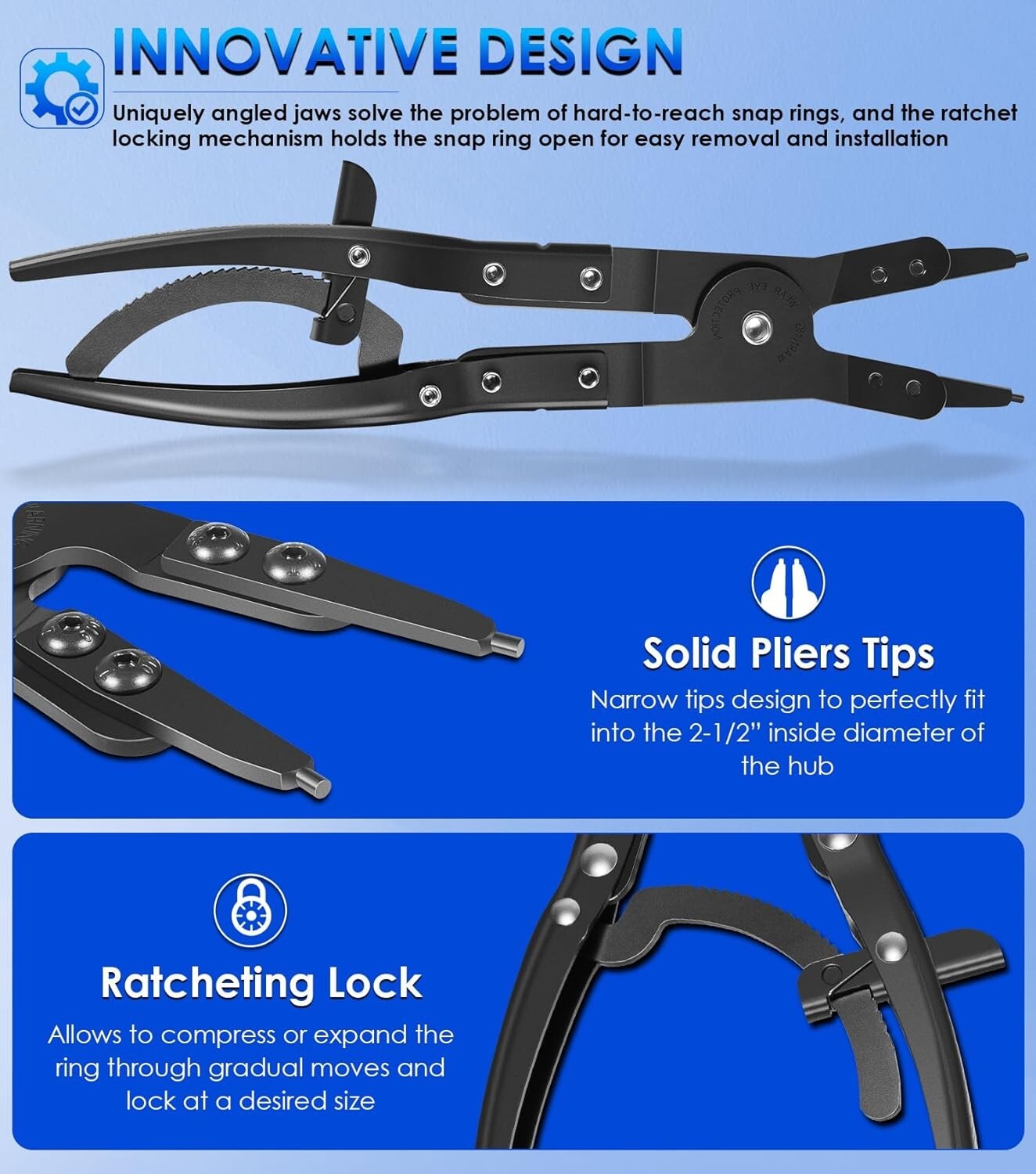 Upgraded 38700 Spindle Snap Ring Pliers for Ford Super Duty Pickups 2007 and New