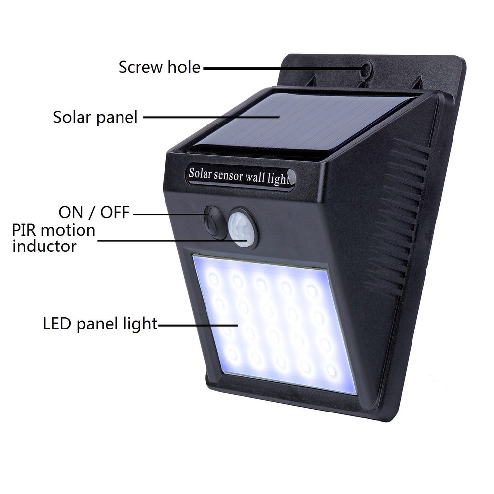 LED SPOTLIGHT LIGHT RECHARGEABLE SOLAR PANEL MOTION SENSOR GARDEN