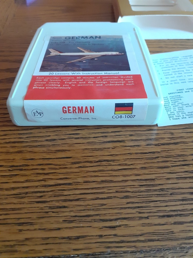 Vintage 8 Track German Language-Learning 1969 with book