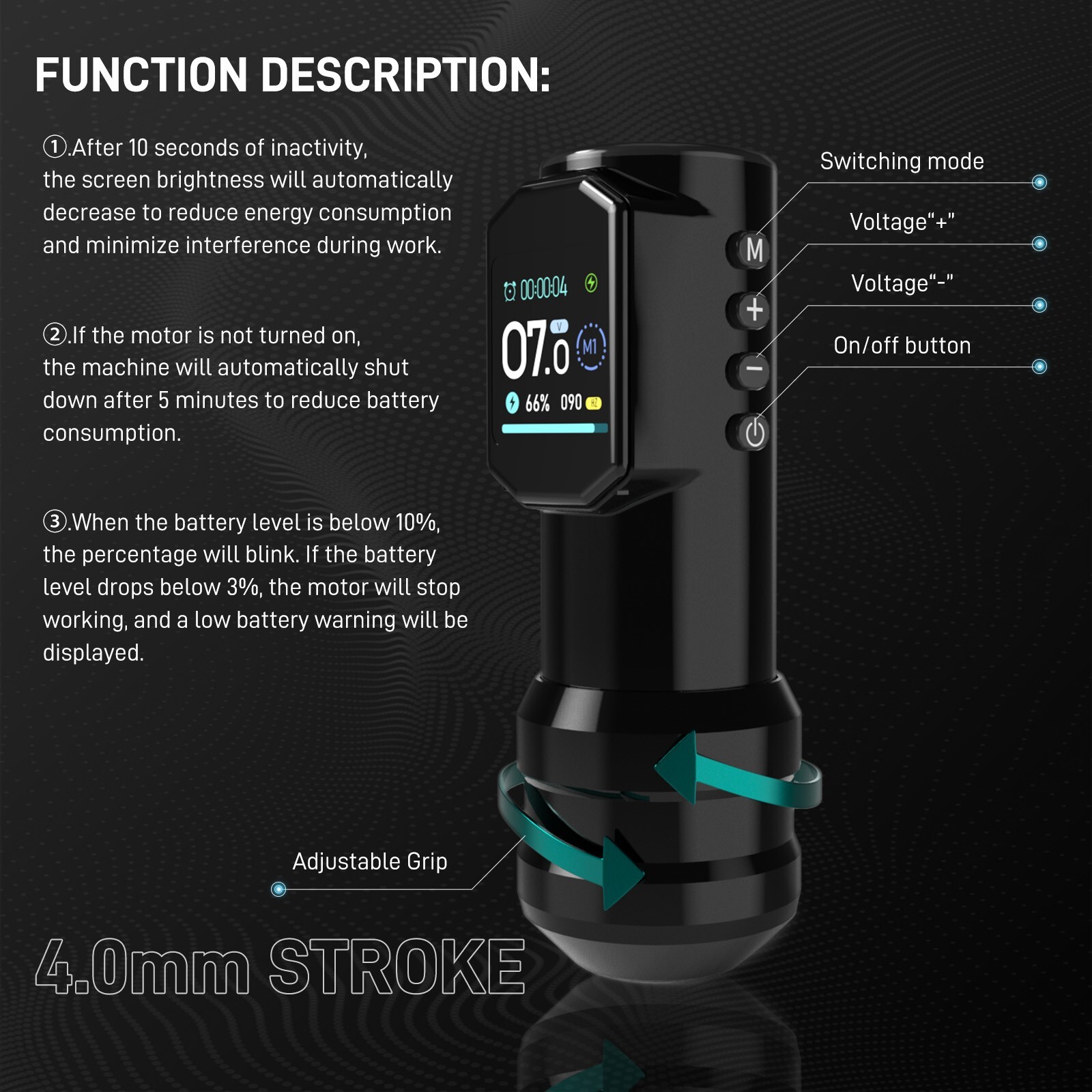 Wireless Tattoo Pen Machine Kit Complete LED Screen with Ink Needles for Artists