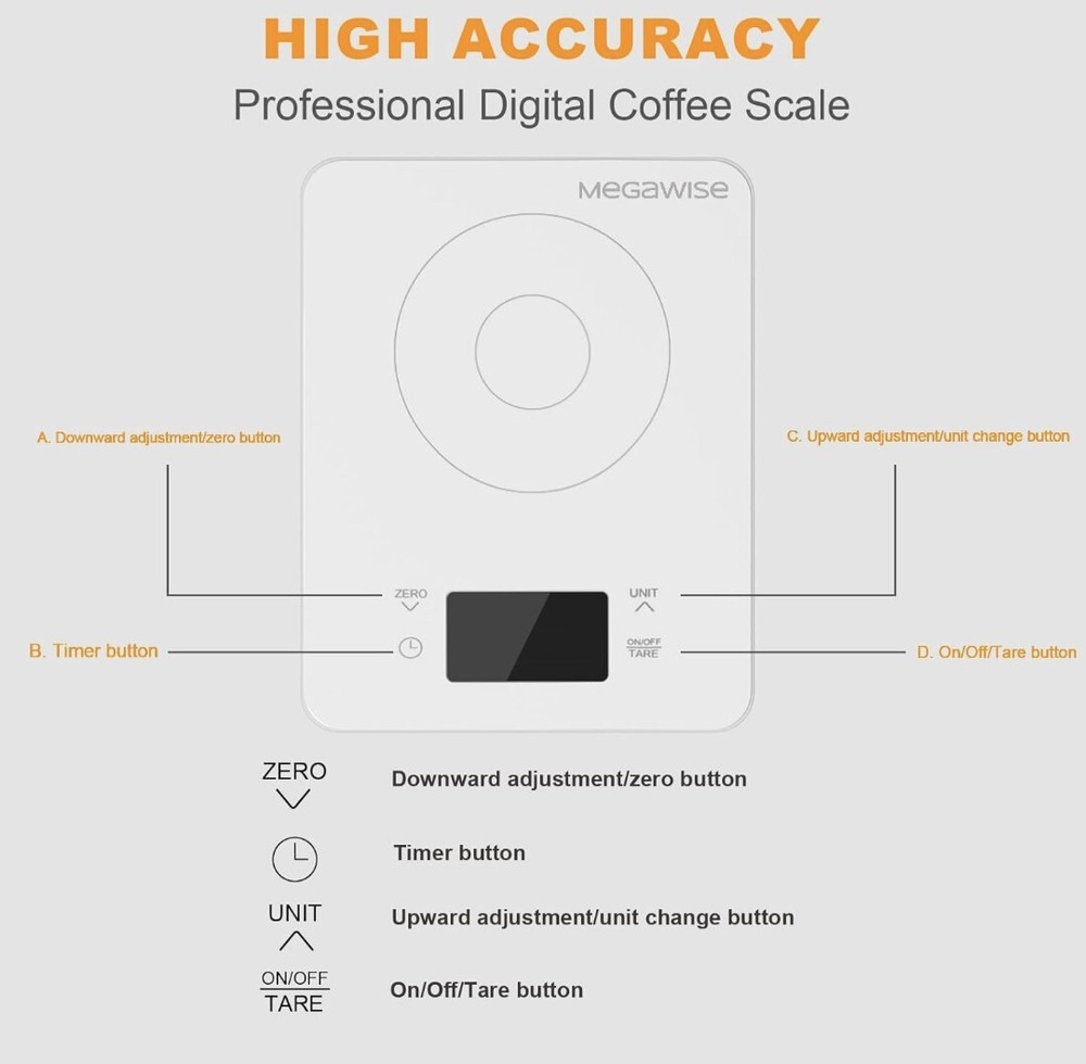 High Precision Coffee Scale With Timer Battery Power Supply Waterproof Tempered