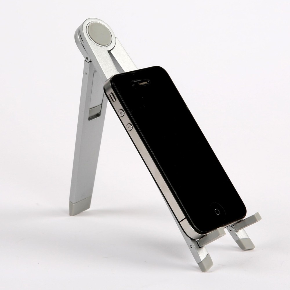 Universal Compact Tabletop Tablet Holder for iPad E-Reader Drawing Pad - Silver