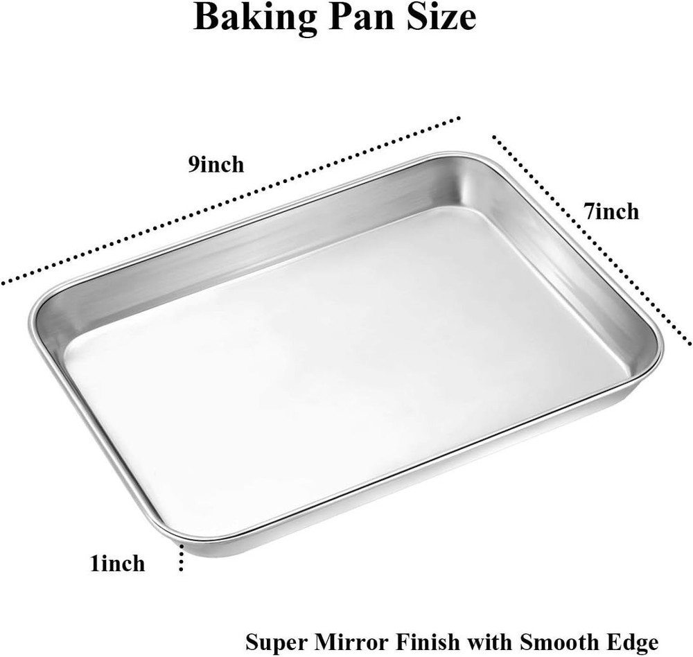 Wildone Baking Sheet with Rack Set [2 Sheets + 2 9 x 7 x 1 inch, Silver