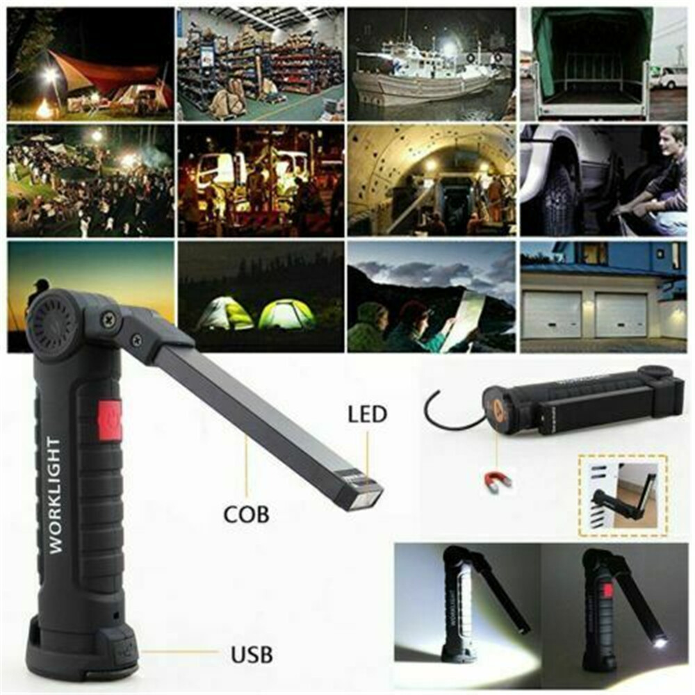 2x Set Multifunction Super Bright LED Work Lights Rechargeable Flashlight