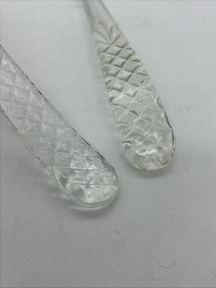 Vintage Pressed Glass Salad Servers Fork Spoon MCM