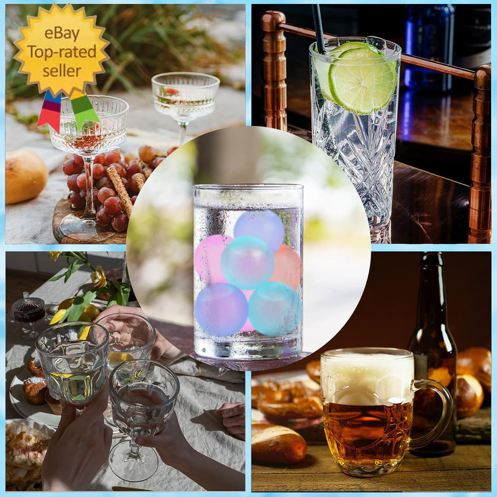 100 Pack Color-Changing Reusable Ice Cube for Drinks, Colorful round Shape Plast