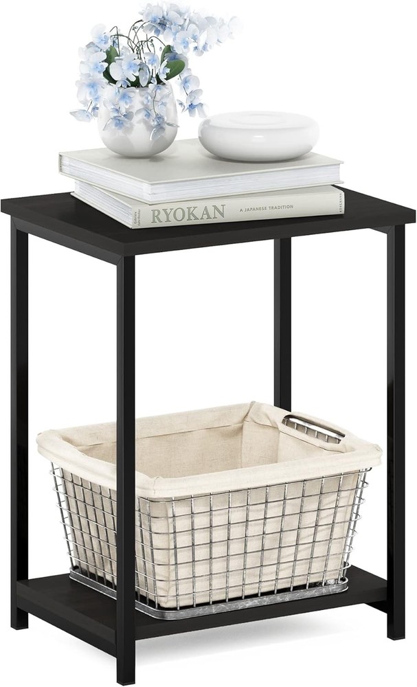 SIMPLISTIC Side Table Set of 2 2-Tier Square Modern End Table Nightstand Night