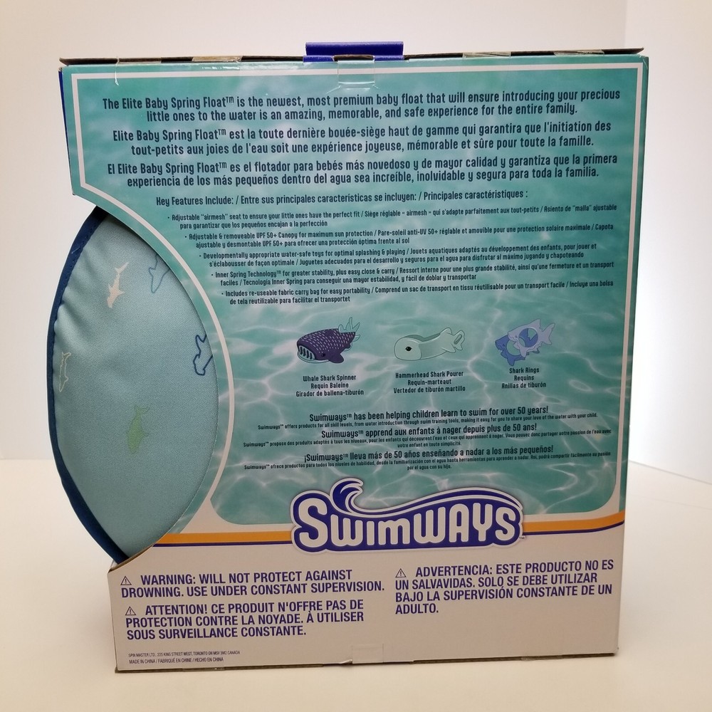 Swimways Elite Baby Spring Float w/ Canopy Packable Pool 9-24 Months Float New.