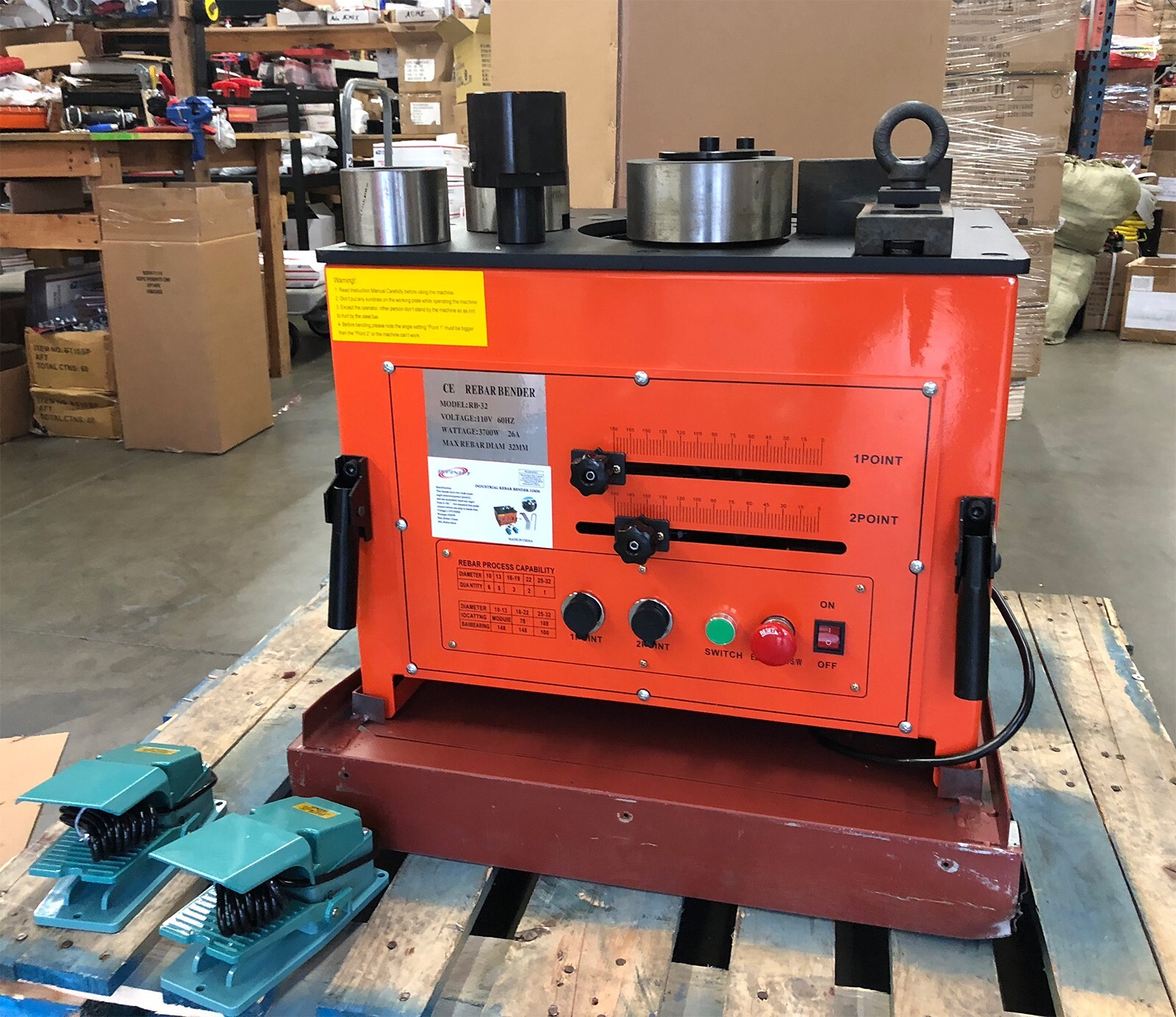 RB32 32mm #10 Electric Rebar Bender Bending Machine 1-1/4" Steel Rod 3700 Watt