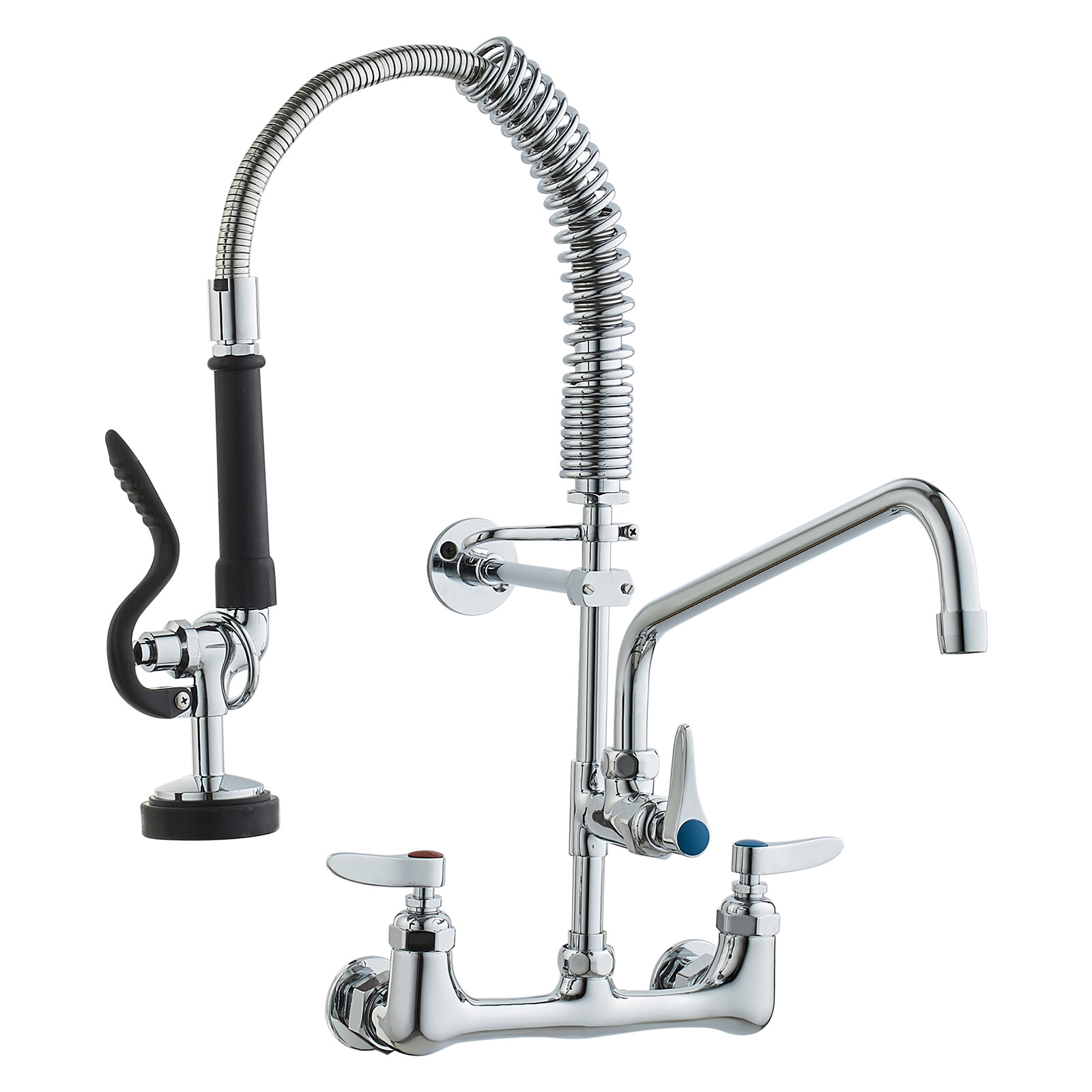 VEVOR 21" Commercial Pre-rinse Faucet Wall Mount Kitchen Sink Faucet w/ Sprayer