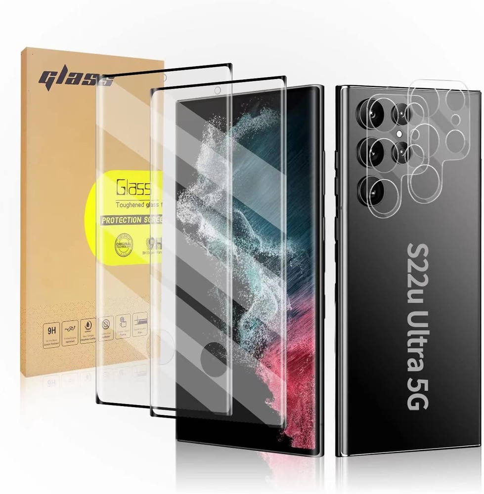 [2+2 Pack] Galaxy S22 Ultra Screen Protector, Tempered Glass,
