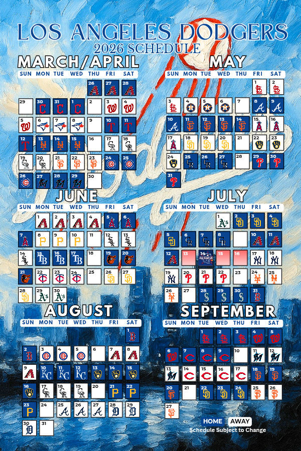 2026 Major League Baseball Team Schedule Magnets 4" X 6" (Choose Your Team)
