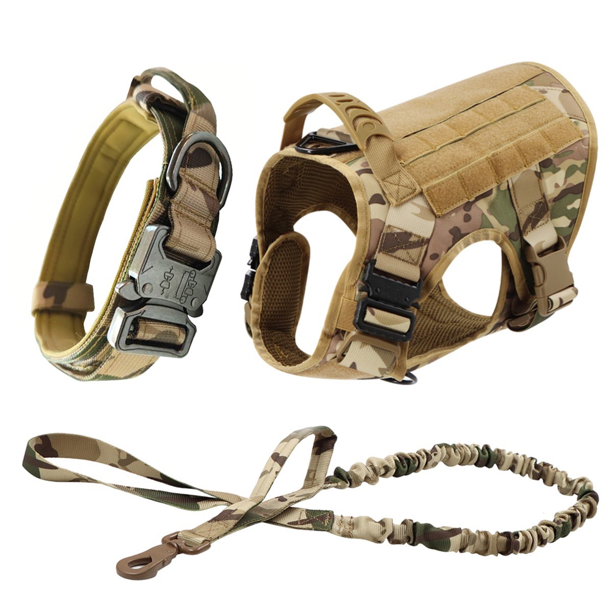 Tactical Dog Harness Medium Large Dog Vest with Dog Leash and Dog Collar
