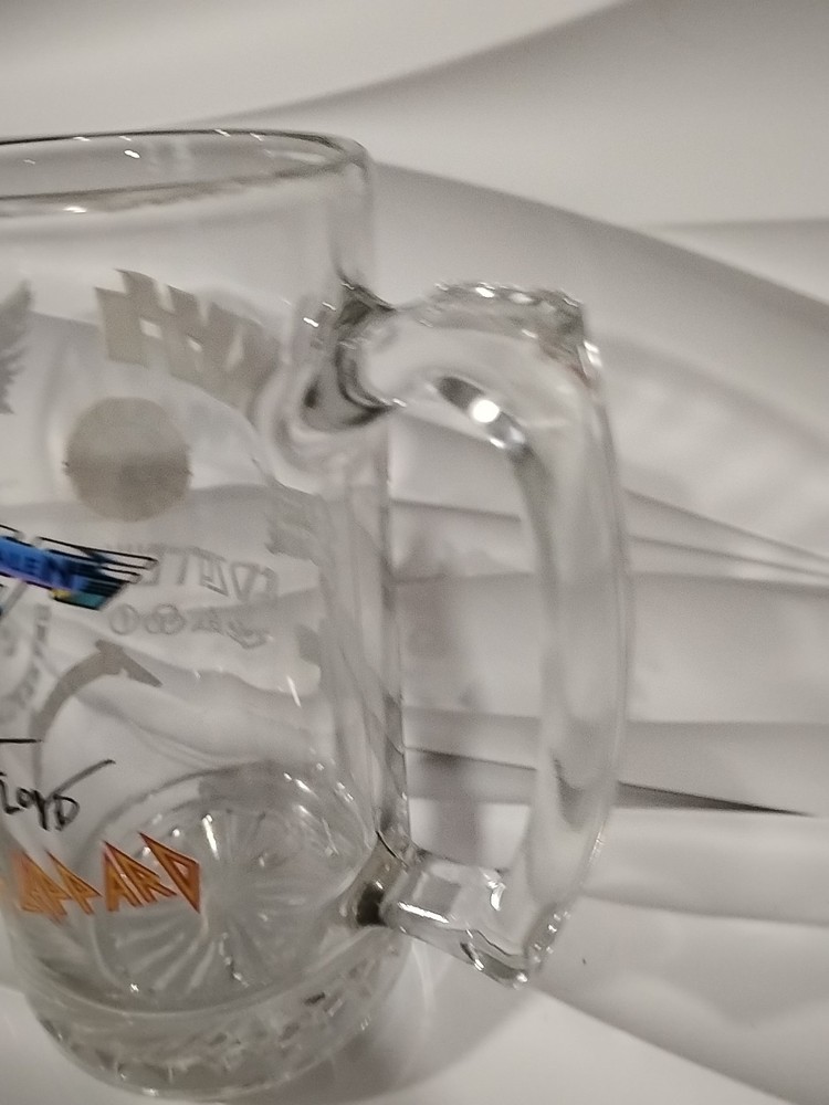 Kiss Band Large Jumbo Beer Stein 32 oz Glass Mug 7 7/8” Ozzy Osbourne AC/DC Pin