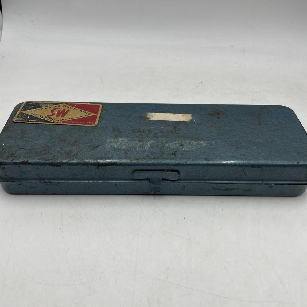 Vintage Stevens Walden Empty Socket Tool Box - Blue - 10.5”