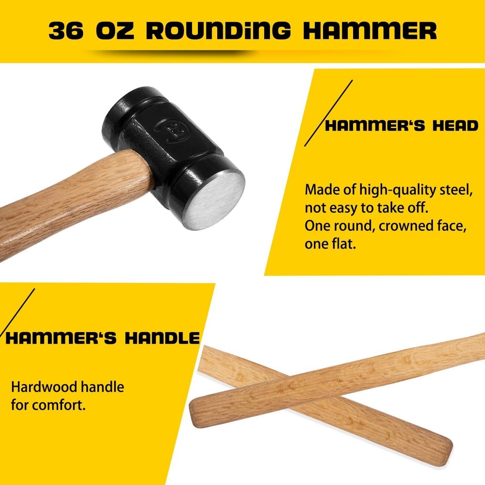 36oz Double Faced Rounding Hammer Blacksmith Farrier Tool