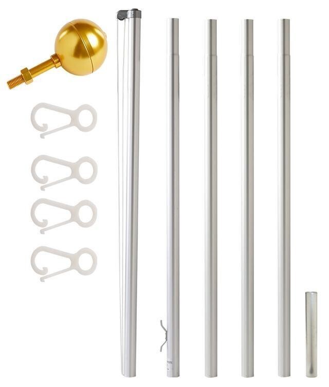 EZ Pole Flagpole - 21' Sectional Flagpole MADE IN USA - New, Unopened - Silver