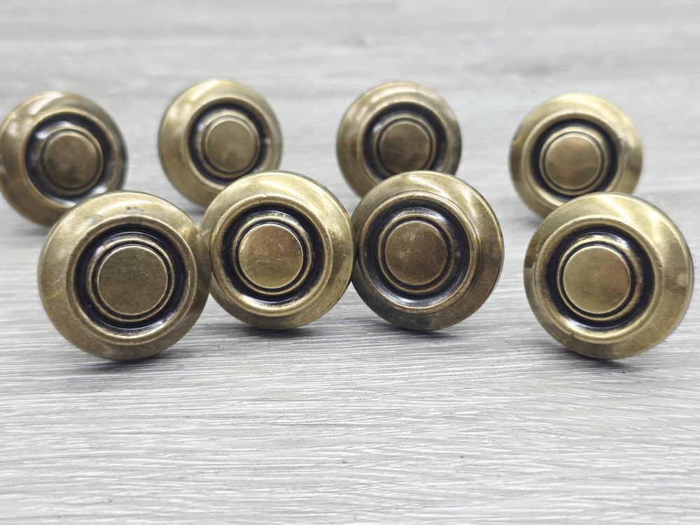8 Vintage Brass Round Reclaimed Drawer Pulls Knobs With Hardware
