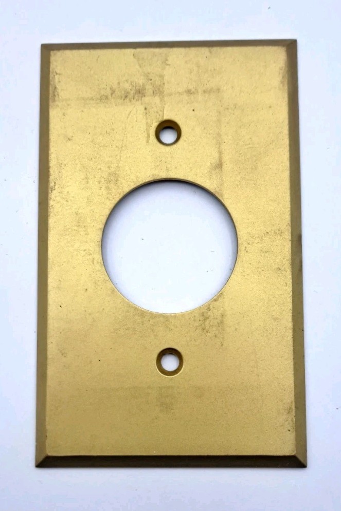 Vintage Brass Round Outlet Socket Wall Cover Plate Rectangle Old Hardware