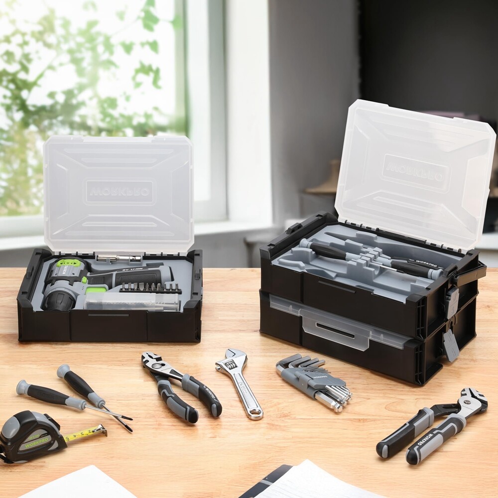 WORKPRO 43PC Cordless Lithium-ion Drill Driver and Toolbox 2.0Ah Power Drill Set