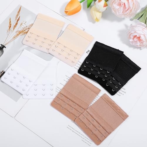 12PCS Bra Extender 4 Hooks, Elastic Bra Strap Extender, 4 Hooks Plus Size Bra