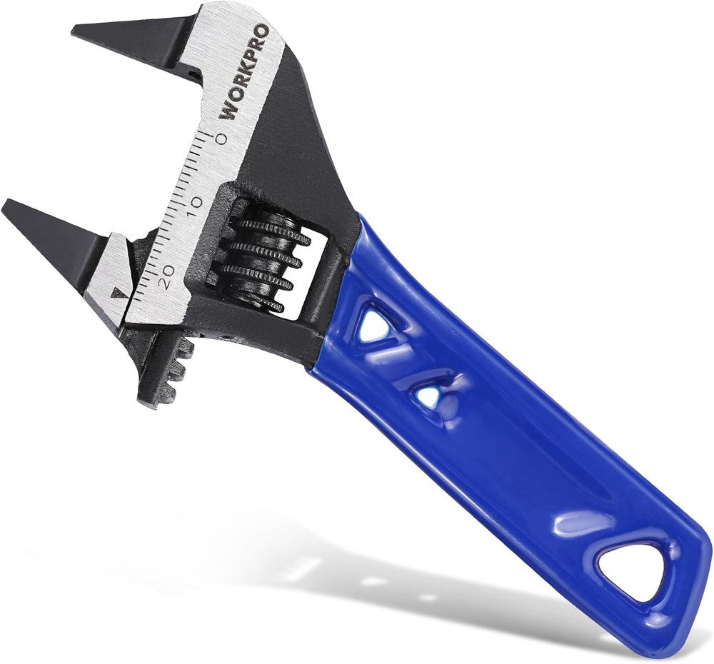 WORKPRO 4 Inch Thin Jaws Stubby Wide Opening Adjustable