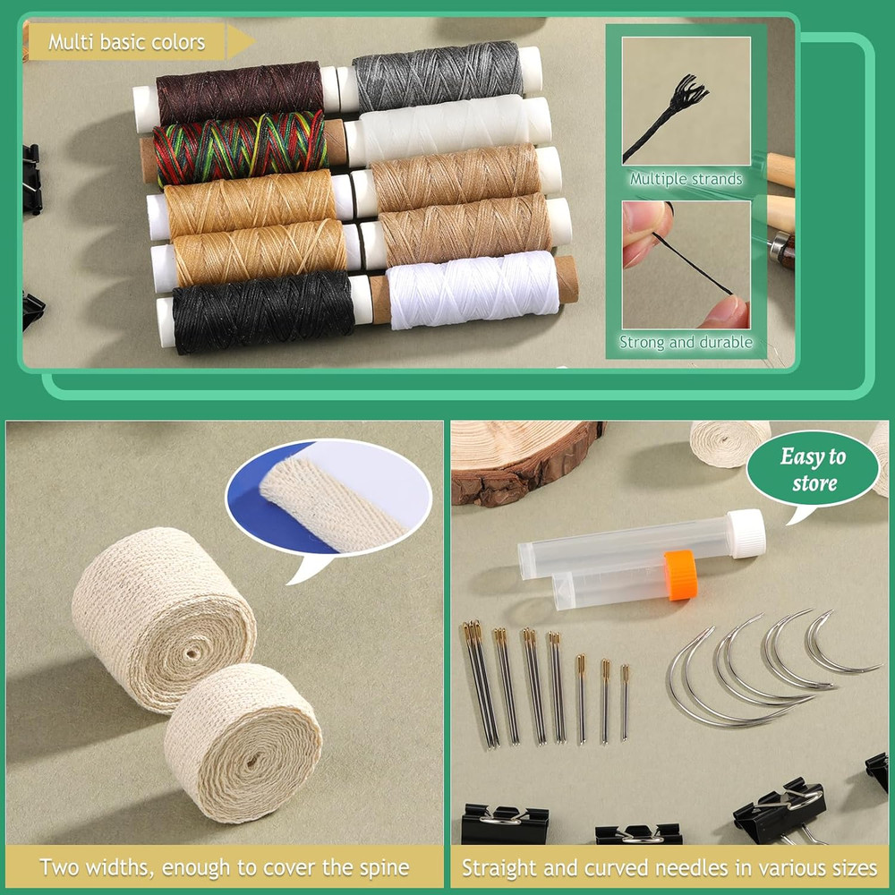 65 Pcs Book Binding Kits Book Binding Materials Bone Folder Tool Bookbinding Sup