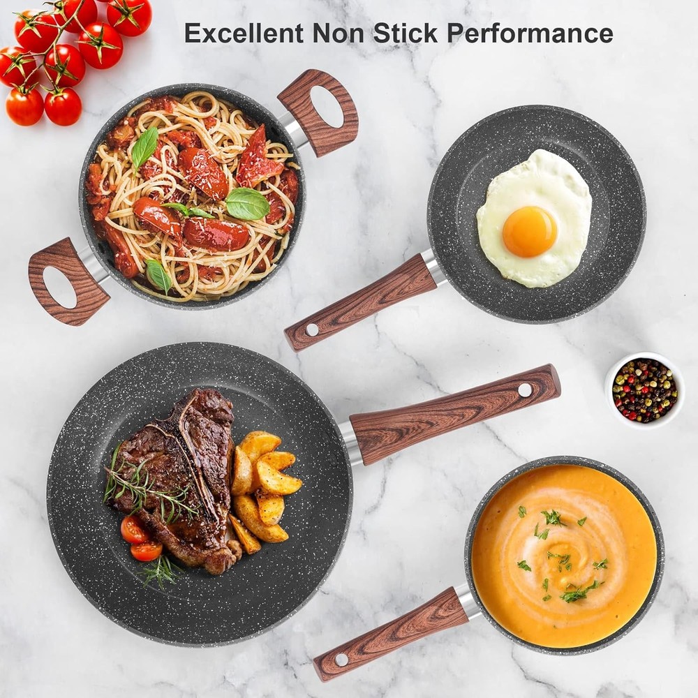New 11PCS Granite Nonstick Cookware Set, Induction Ready