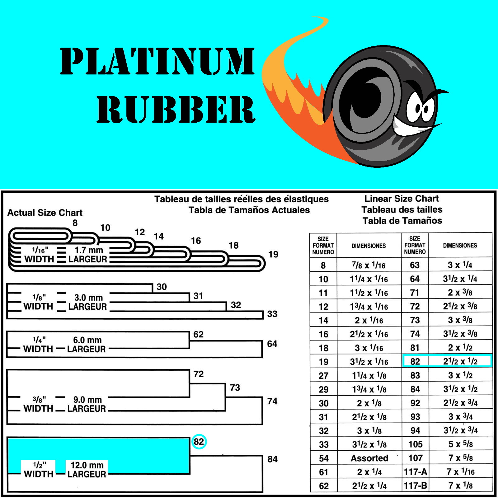 Platinum Rubber Bands #82 Size Black (Extra Wide 1/2 Inch, Large) UV Rated 1LB