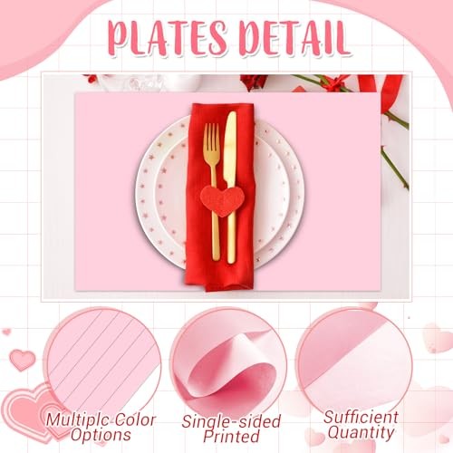 Pcs Paper Placemats, Disposable Rectangular Table Setting Mats for 60 Pink