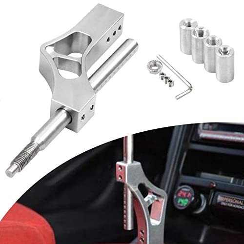 Adjustable Short Shift Extension Shifter Knob with Adapters Compatible Silver