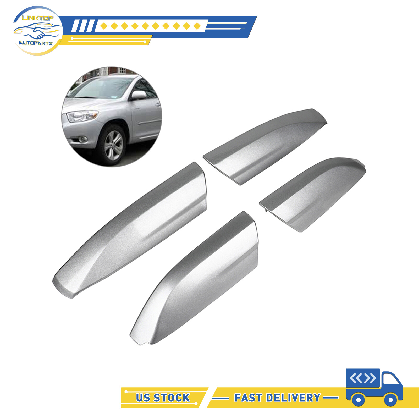 4Pcs For 2008-2013 Toyota Highlander XU40 Roof Rack Rail End Cover Shell Cap