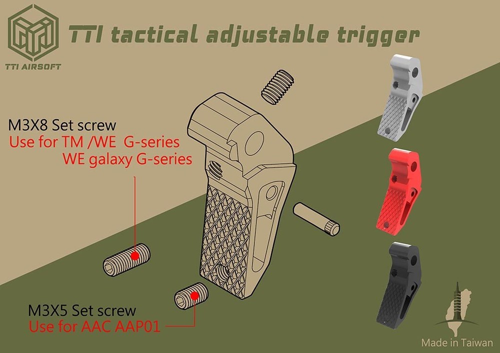 TTI Airsoft CNC Tactical Adjustable Airsoft Trigger for WE-Tech Galaxy / AAP-01