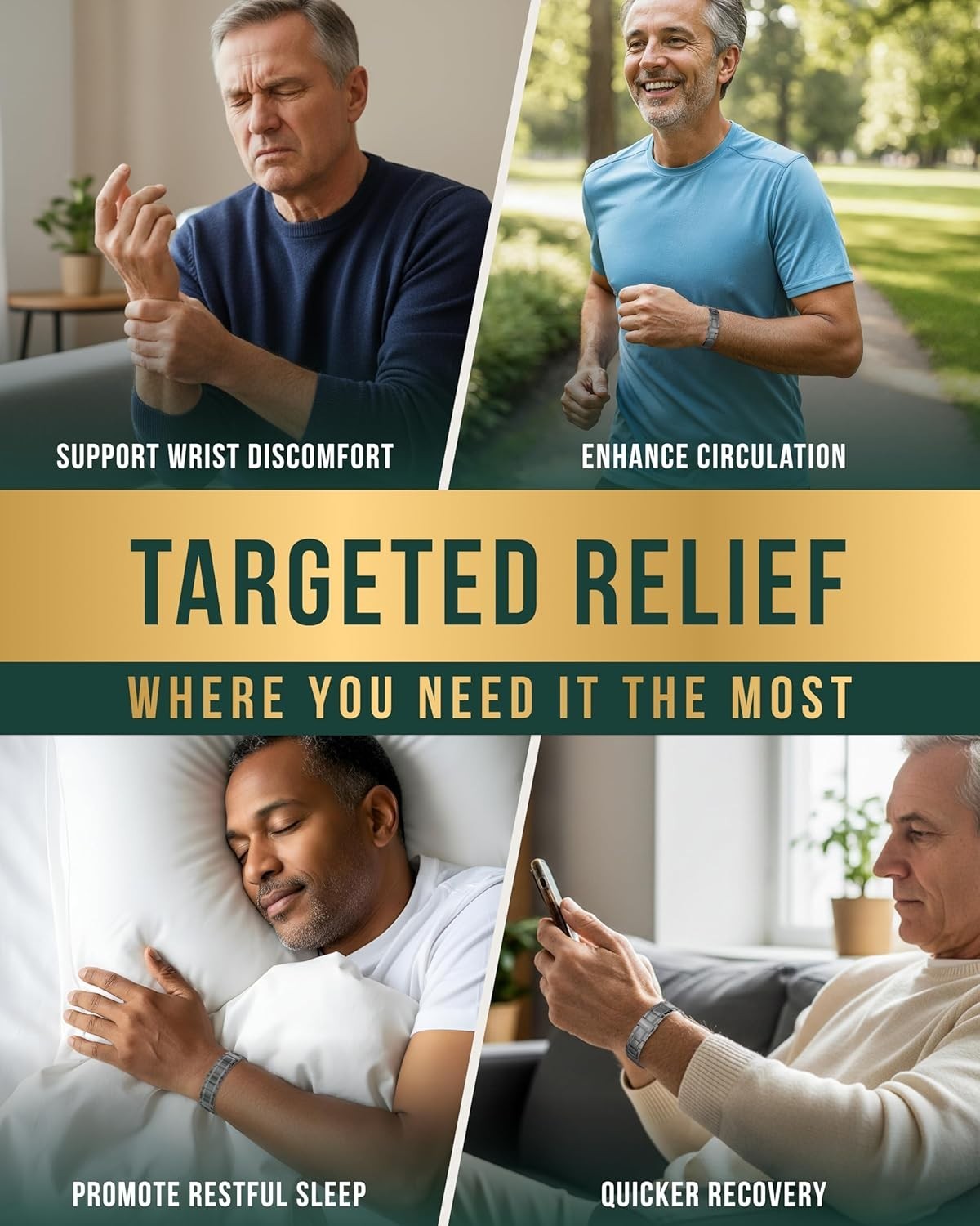 MagnetRX® 3X Strength Magnetic Bracelets for Men Titanium Bracelet (Gunmetal)