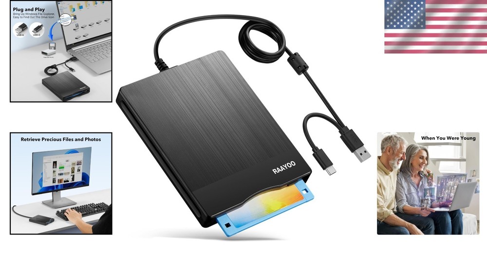 Brushed Texture 3.5 Inch Floppy Disk Drive - Plug and Play for Windows Users