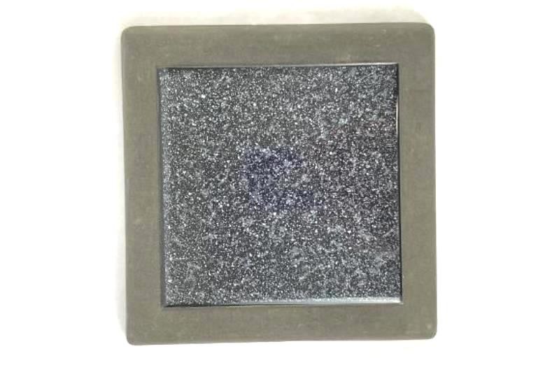Black Ceramic Tile Trivet with Resin Frame 8.25" Square Kitchen Decor Pre-owned