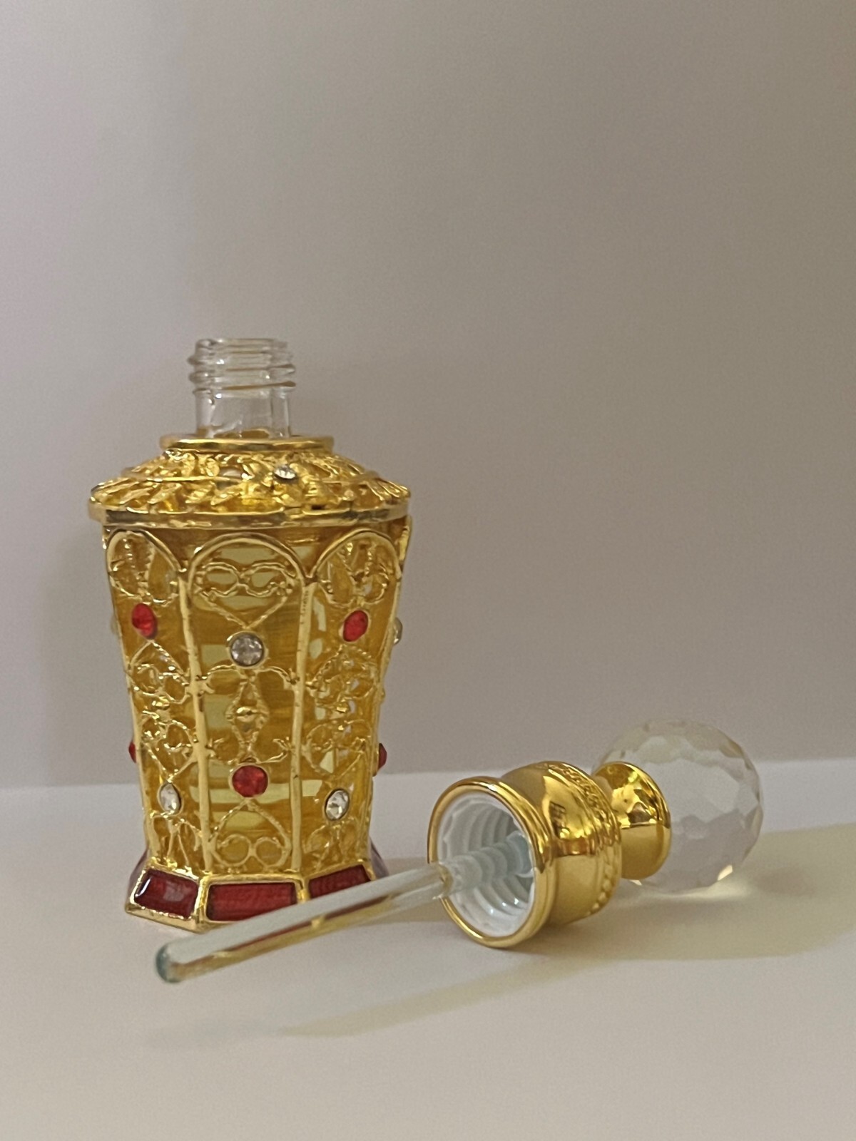 In HIs Presence Prayer Anointing Oil Gold Gemstone Bottle 15 ML