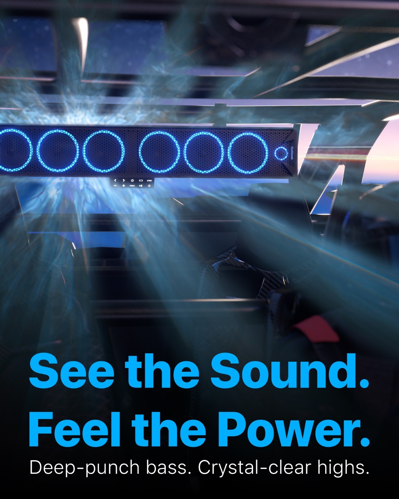 Waterproof Bluetooth UTV Sound bar 8 Speaker RZR Polaris 600W Audio Radio System