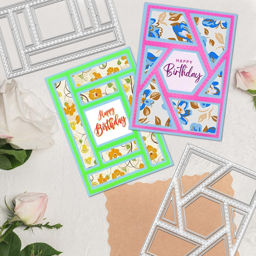 3 PCS Rectangular Die Cuts for Card Making, Frame Scrapbook Metal Cutting Die...