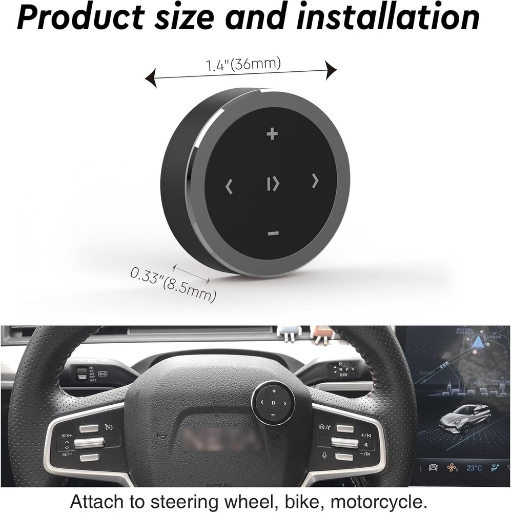 Waterproof Media Button Remote Selfie Control Car Steering Wheel