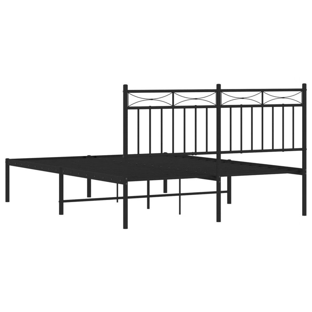 Bed Frame Black Steel Full Bed Frame Rectangular Traditional